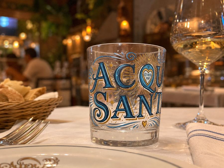Bicchiere Acqua Santa stampato UV